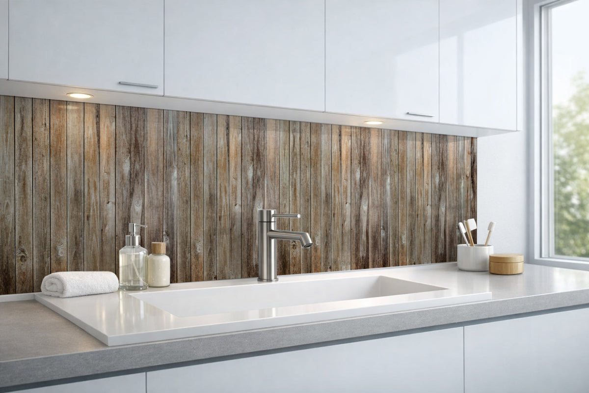 Waschbeckenrückwand Holzoptik