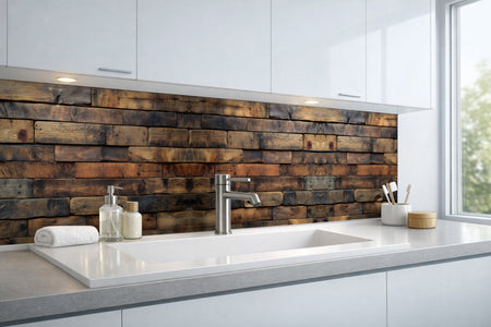 Waschbeckenrückwand Holzoptik