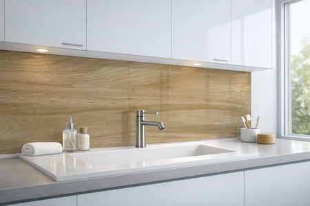 Waschbeckenrückwand Holzoptik